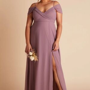 Elegant Mauve Off-Shoulder Dress
